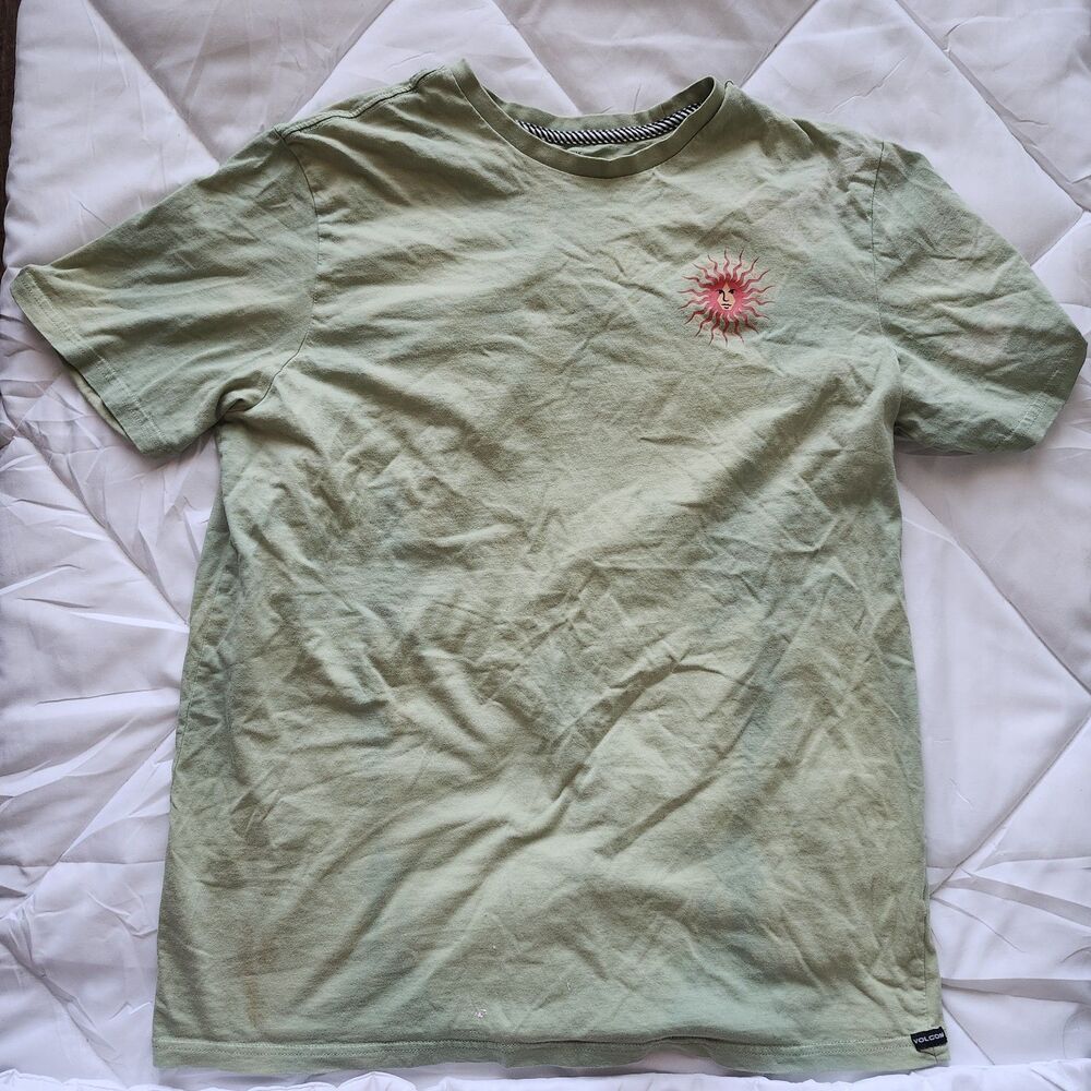 Volcom Modern Fit Men's 100% Cotton Green Sun Graphic T-Shirt Size L